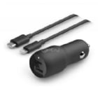 Cargador para Auto Belkin Dual Car PPS 37W + Cable USB-C a Lightning (Negro)