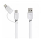 Cable Wesdar T2 3 en 1 de USB-A a USB-C/ Lightning (1 metro, Blanco)