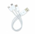 Cable 3 en 1 GTC Ribbon microUSB/ Lightning/ USB-C (Blanco)