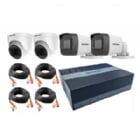 Kit de Seguridad Hikvision EDVR de 4 Canales (300GB eSSD, Bullet x2, Domos x2, Cable BNC x4, Splitter)