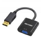 Adaptador Hikvision D2V de DisplayPort a VGA (Full HD, 60Hz, Negro)
