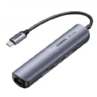 Adaptador Multipuerto HUB UGREEN USB-C (HDMI 4K/30Hz, USB-A, USB-C, PD 100W, Gris)
