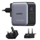 Cargador de Viaje UGREEN de 65W (USB-C x 2, USB-A, Enchufes Universales, Gris)