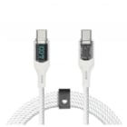 Cable USB-C LOGiiX Piston Connect Crystal de 1.5 m (Visor LED, hasta 100W, Blanco)
