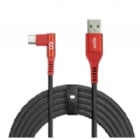 Cable LOGiiX Piston XL Play de 3 metros (USB-A a USB-C, Conector 90°, Rojo)