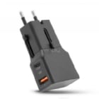 Cargador LOGiiX World Traveler LITE (Carga Rápida 20W, USB-C, USB-A, Negro)