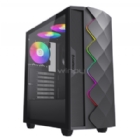 Gabinete Gamer GameMax Diamond CP BK (Midi ATX, 4 Ventiladores, Controlador, RGB, Negro)