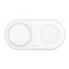 Cargador Inalámbrico 2 en 1 Belkin BoostCharge Pro (15W, MagSafe, Qi2, USB-C, Blanco)