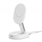 Cargador Inalámbrico 2 en 1 Belkin BoostCharge Pro (15W, Carga Rápida, Qi2, Blanco)
