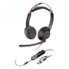 Audífonos Poly Blackwire 5220 (USB-C/Jack 3.5mm, Adaptador USB-A, Negro)