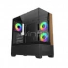 Gabinete Gamer Cooler Master Elite 690 Wood (ATX, Vidrio Templado, 3 Ventiladores ARGB, Negro)