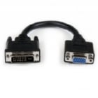 Adaptador Conversor de 20cm DVI-I a VGA - DVI-I Macho - HD15 Hembra - Cable Convertidor Negro - StarTech
