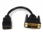 Adaptador de 20cm HDMI a DVI - DVI-D Macho - HDMI Hembra - Cable Conversor de Video - Negro - StarTech