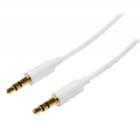 Cable 1m 1 metro Slim Delgado de Audio Estéreo Mini Jack Plug 3,5mm - Blanco - Macho a Macho - StarTech