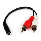 Cable Adaptador de 15cm de Audio Estéreo Mini Jack de 3,5mm Hembra a 2x RCA Macho - StarTech