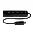 Adaptador Concentrador Hub  USB 3.0 Super Speed Portátil de 4 Puertos Salidas - Negro - StarTech