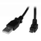 Cable Adaptador 2m USB A Macho a Micro USB B Macho Acodado en Ángulo hacia Abajo para Teléfono Móvil Smartphone Datos - Negro - StarTech