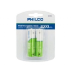 Pack Baterías Recargable 18650 Philco (Litio-Ion, 3.7v, 3.000mAh, 2 Unidades)