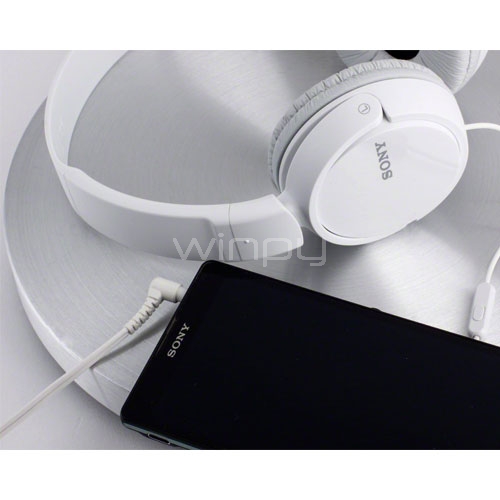 Auriculares  Sony MDR-ZX110, Con cable, 12 Hz- 22kHz, 98 dB, De diadema,  Supra-aural, Blanco