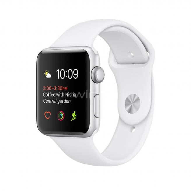 Apple Watch Series 2, Caja de aluminio color plata de 38 mm / correa deportiva blanca