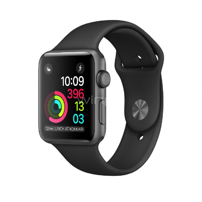 Apple Watch S2, 38mm Space Grey Alum Case with Black Sport Band