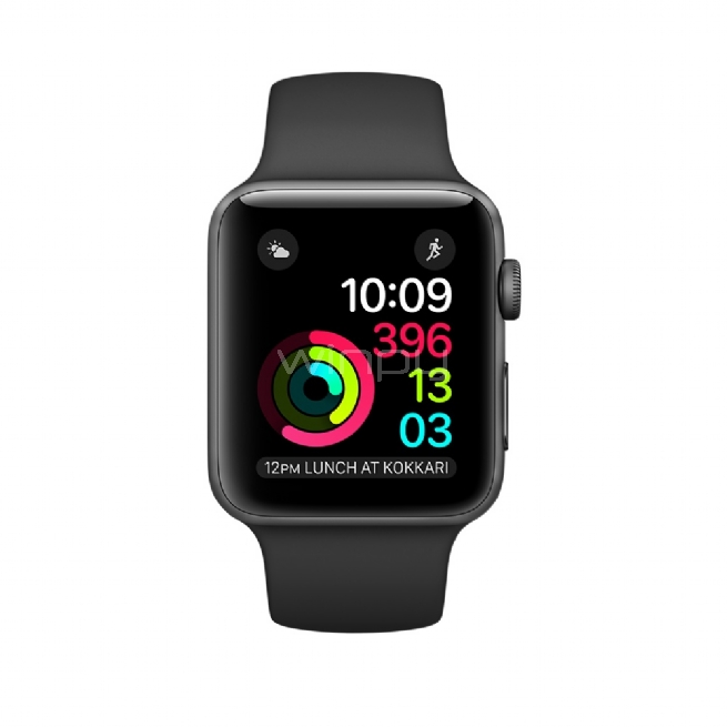 Apple Watch S2, 42mm Space Grey Alum Case with Black Sport Band