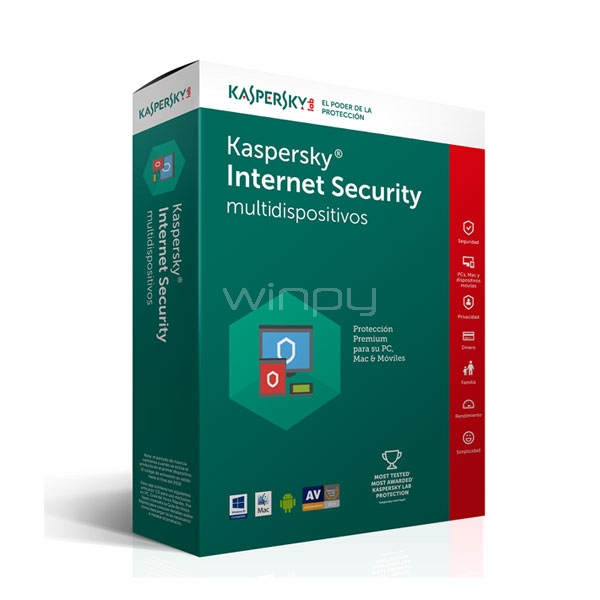 Kaspersky Internet Security multidispositivos 2017- 3PC, Mac y Android - KL1941DBDFS