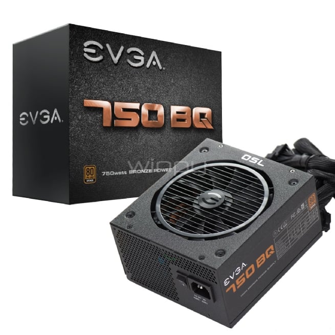 Fuente de poder EVGA 750 BQ Certificada 80+ Bronze (750Watts, Semi-Modular, ATX)