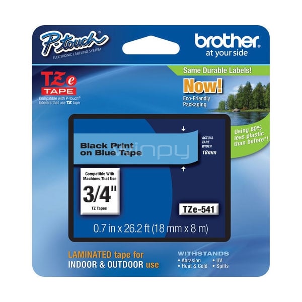 Cinta laminada Brother TZe541 - (ancho: 18 mm, longitud: 8 m)