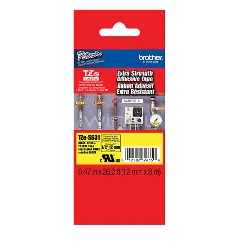 Cinta laminada adhesiva Brother TZeS631 - (ancho: 12 mm, longitud: 8 m)