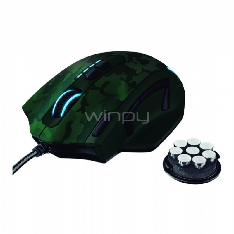 Mouse Gamer Trust GXT 155C Green Camouflage (USB, 4000DPI, 11 Botones)