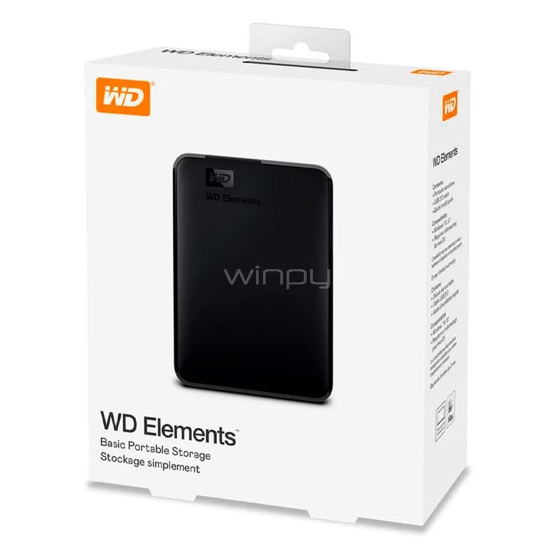 Disco duro portátil Western Digital Elements de 2TB (USB 3.0, Negro)