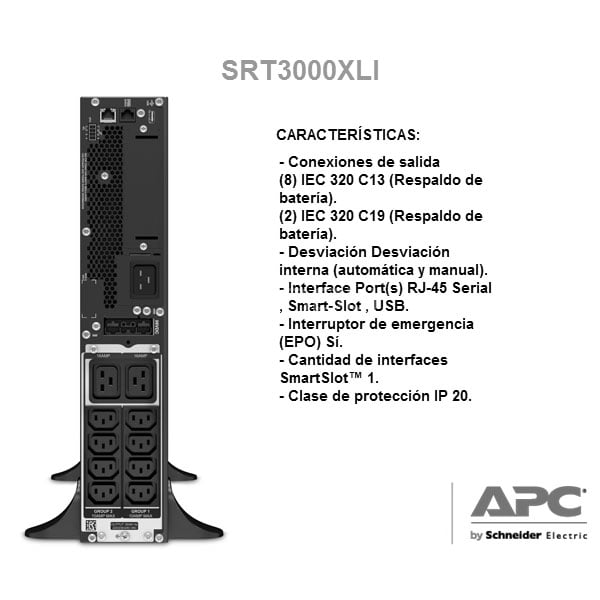 Unidad Smart-UPS SRT de APC de 3000VA (Online, 230V, Torre)