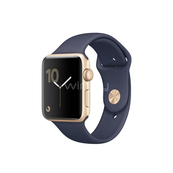 Apple Watch S2 42mm Gold Aluminum Case W/Midnight Blue Sport Band