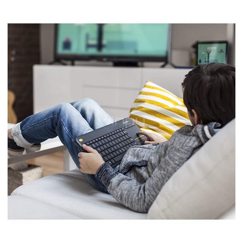 Teclado Logitech Wireless Touch K400 Plus (Dongle Unifying, Gris)