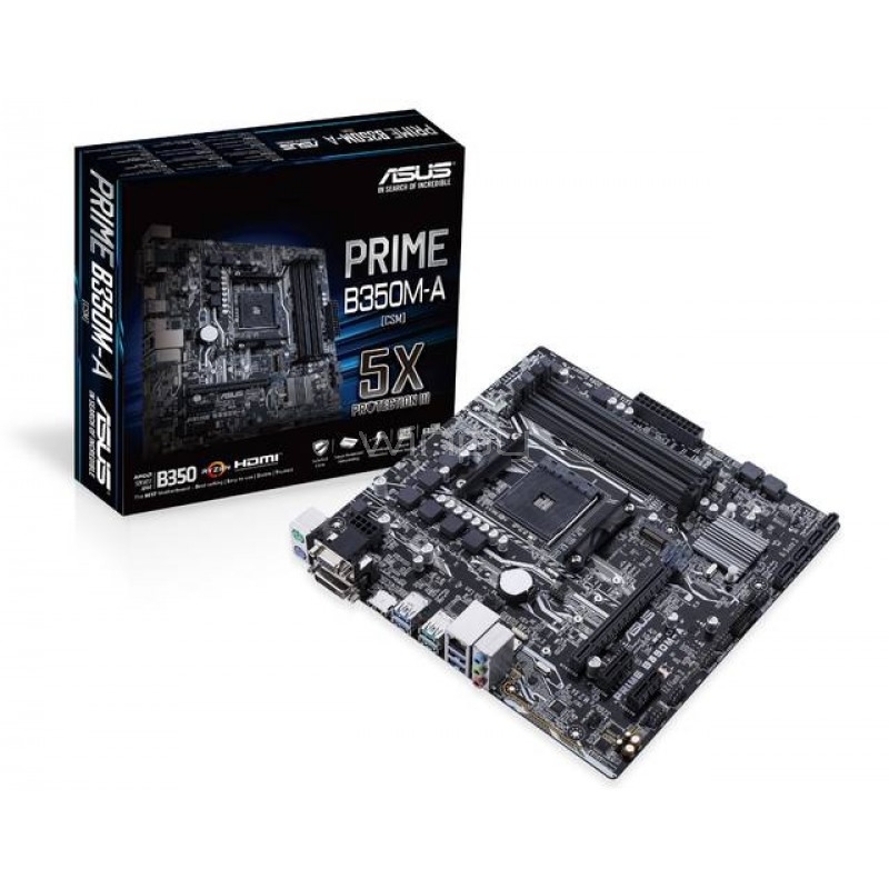 Placa Madre Asus PRIME B350M-A/CSM (AM4, DDR4 3200-2133, M2, LED, mATX)