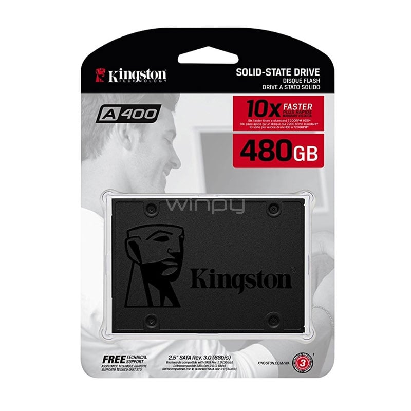 Disco estado sólido Kingston A400 de 480GB (SSD, SATA)