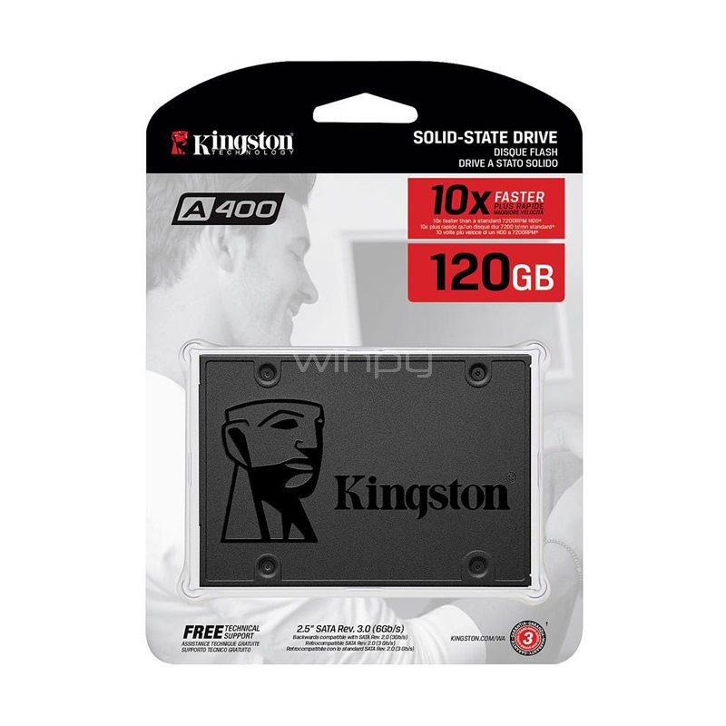 Disco estado sólido Kingston A400 de 120GB (SSD, SATA)