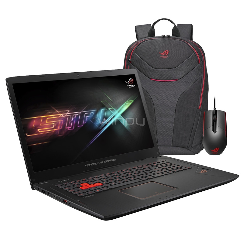 Notebook Gamer Asus ROG Strix GL702VS-BA221T (i7-7700HQ, GTX1070, 24GB DDR4, 256SSD+1TB, Win10, Pantalla 17,3 FHD)