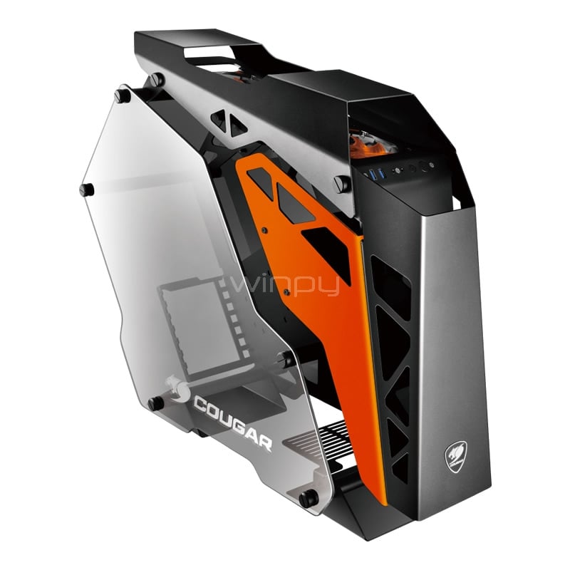 Gabinete Gamer Cougar Conquer (ATX, aluminio, doble ventana, modular, sin fuente)
