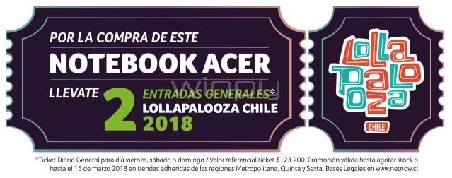 Compra este notebook y ll&eacute;vate 2 Entradas a Lollapalooza