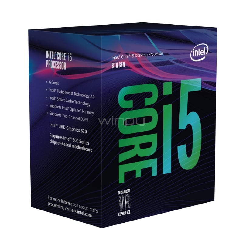 Procesador Intel Core i5-8400 Coffe Lake (LGA1151v2 - 6 Núcleos - 2,8 GHz - Turbo 4,0 GHz)