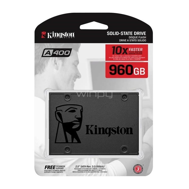 Disco estado sólido Kingston A400 de 960GB (SSD, SATA)