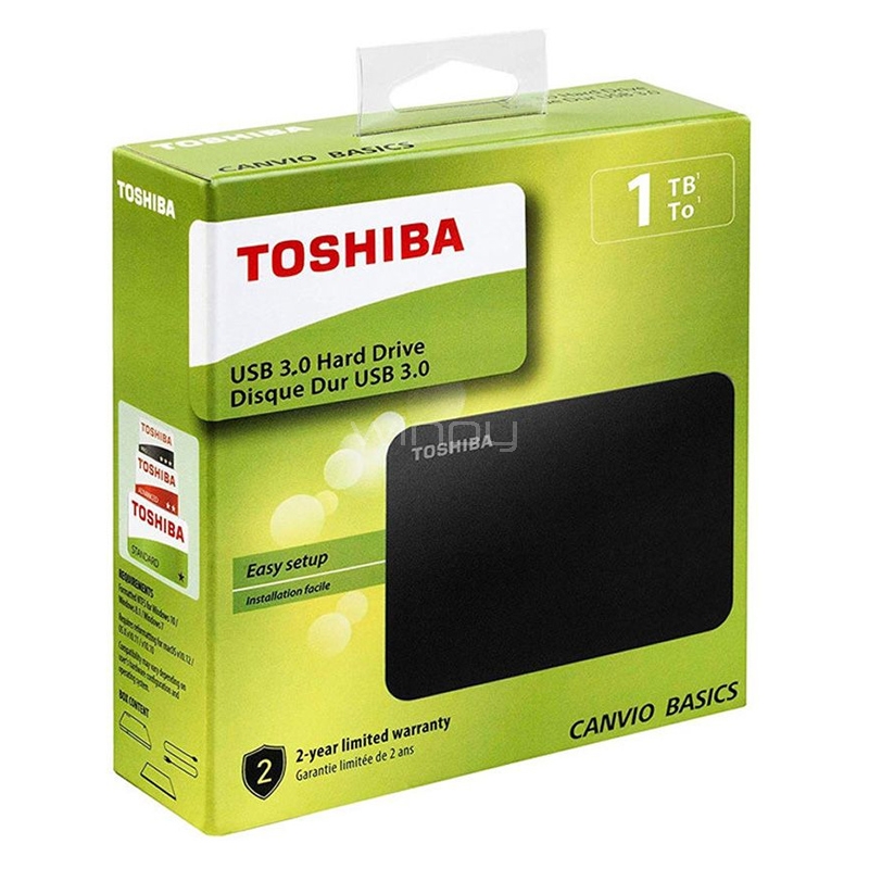 disco duro portátil toshiba canvio basics de 1tb (usb 3.0, negro)