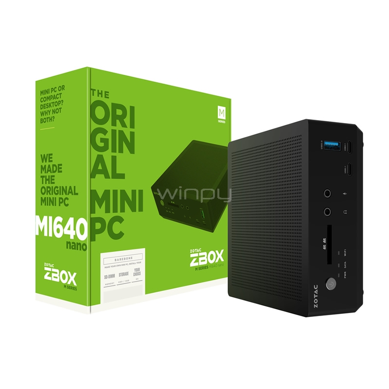 Mini PC Zotac MI640NANO-U (i5-8250U, Sin RAM, Sin disco, FreeDos)