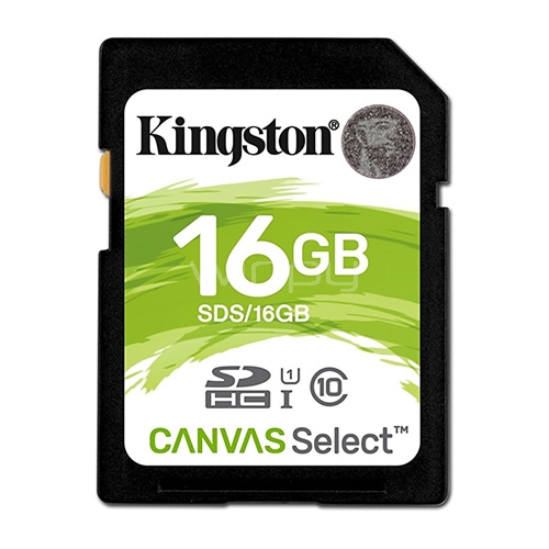 Tarjeta SD Kingston Canvas Select de 16GB (Clase 10, 80MB/seg)