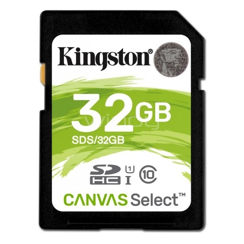 Tarjeta SD Kingston Canvas Select de 32GB (Clase 10, 80MB/seg)