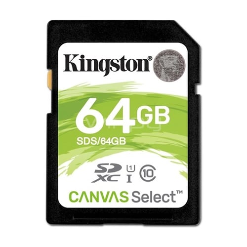 Tarjeta SD Kingston Canvas Select de 64GB (Clase 10, 80MB/seg)