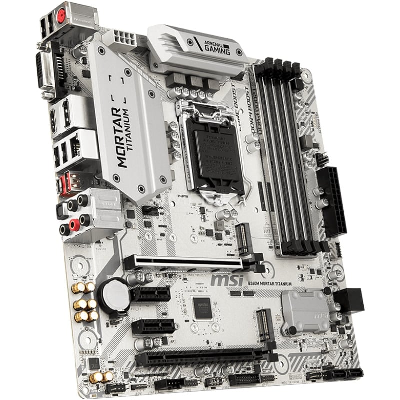 Placa Madre MSI B360M MORTAR TITANIUM (LGA1151-v2, DDR4 2133-2666MHz, M2 x2, Optane, Crossfire, RGB, mATX)