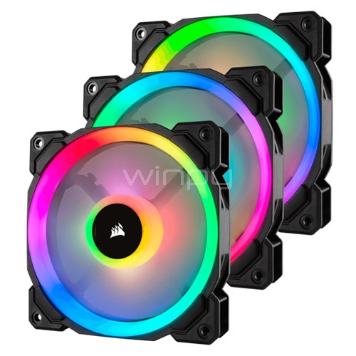 Kit de 3 ventiladores Corsair LL120 RGB (120mm, 16 LED RGB)
